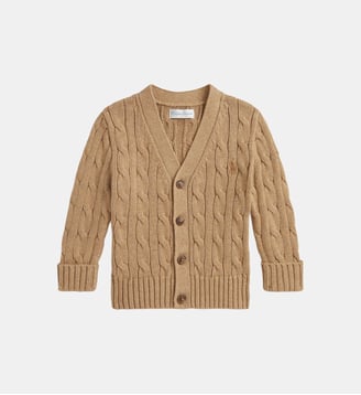 Cardigan droit signature maille torsadée coton - Polo Ralph Lauren - Beige