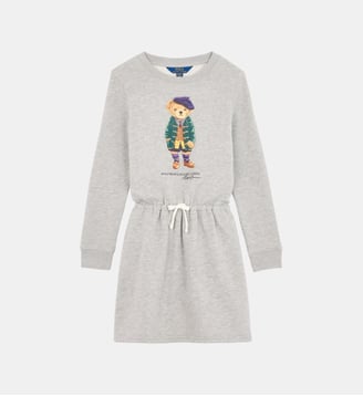 Robe sweat nounoursette molletonnée - Polo Ralph Lauren - Gris chiné