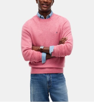 Pull droit en laine - Tommy Hilfiger - Rose moyen