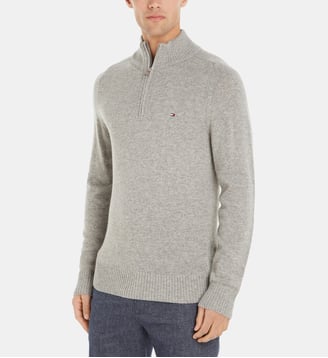 Pull droit en laine col camionneur - Tommy Hilfiger - Gris clair