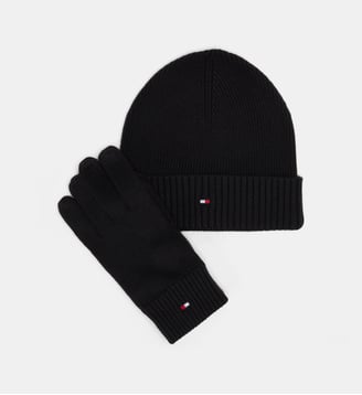 Coffret bonnet et gants en maille pima - Tommy Hilfiger - Noir