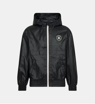 Blouson court droit zippé nylon capuche - Converse - Black