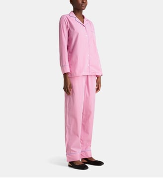 Ensemble pyjama veste et pantalon à rayures coton - Polo Ralph Lauren - Rose et blanc