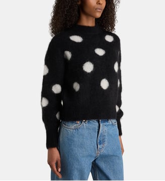 Pull court Jane en mohair - Surprise - Noir et blanc