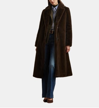 Manteau mi-long effet fourrure - Lauren Ralph Lauren - Marron