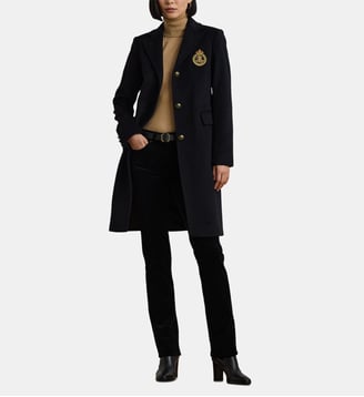 Manteau mi-long droit en laine mélangée - Lauren Ralph Lauren - Noir