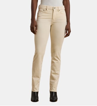 Pantalon droit coton velours côtelé stretch - Lauren Ralph Lauren - Écru