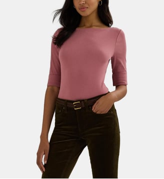 T-shirt droit Judy en coton - Lauren Ralph Lauren - Rose foncé