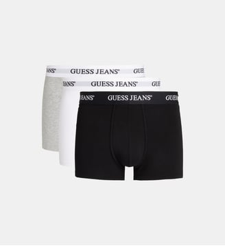 Lot 3 boxers signature coton bio stretch - Guess Jeans - Blanc et gris