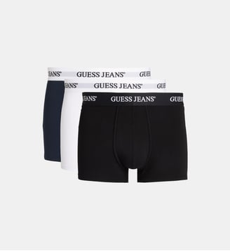 Lot 3 boxers signature coton bio stretch - Guess Jeans - Blanc et bleu