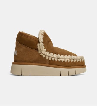 Boots d'hiver plateformes Eskimo Bounce fourrées daim - Mou - Cognac