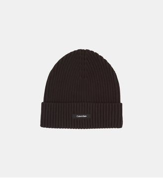 Bonnet coton côtelé à revers - Calvin Klein - Noir