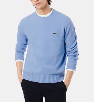 Pull droit logo en laine - Lacoste - Bleu ciel