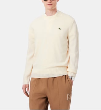 Pull droit logo en laine - Lacoste - Écru