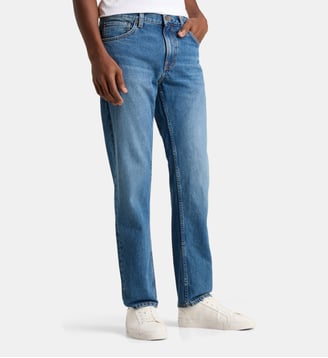 Jean droit Gritty Jackson coton bio délavé - Nudie Jeans - Bleu denim