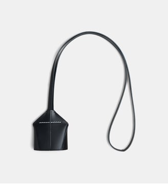 Porte-clés à lanière Lanyard en cuir - MM6 Maison Margiela - Noir