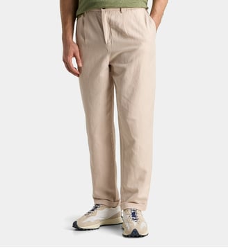Pantalon droit Patolin en coton et lin européen™ - Galeries Lafayette - Beige