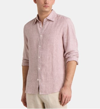 Chemise droite rayée Pilinstri en lin européen™ - Galeries Lafayette - Blanc et rouge