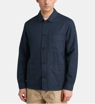 Veste de travail Patlinen en coton et lin - Galeries Lafayette - Bleu marine