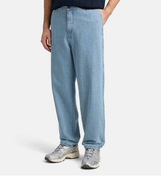 Jean ample Panili coton denim souple - Galeries Lafayette - Bleu moyen