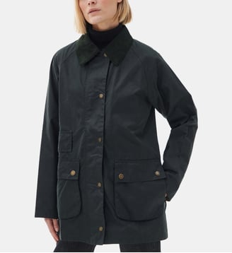 Parka droite tain wax mi-longue en coton - Barbour - Gris foncé