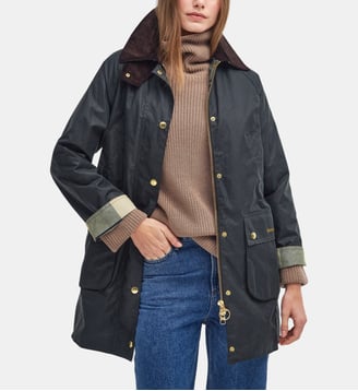Parka droite Beadnell wax mi-longue en coton - Barbour - Gris foncé