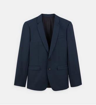 Veste de costume mi-longue en laine Jones - Balibaris - Bleu foncé