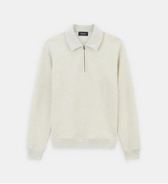 Sweat Edgar col polo zippé - Balibaris - Beige chiné