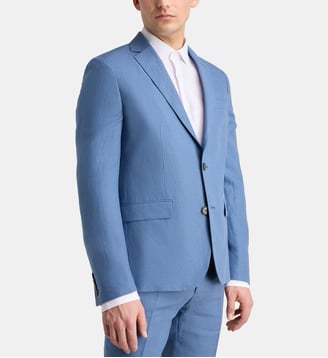 Veste de costume cintrée Tilin fil à fil en lin - Comptoir GL - Bleu