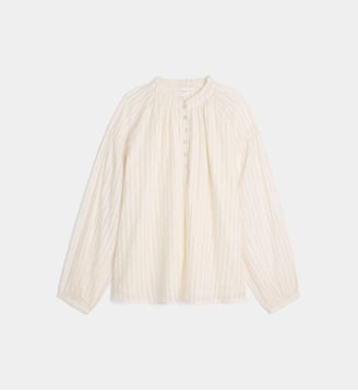 Chemise Aclichy fines rayures en coton bio - Cadet Rousselle - Écru doré