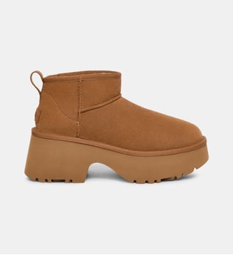 Bottines Classic Ultra Mini compensées en cuir - Ugg - Châtaigne