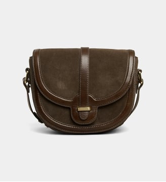 Sac à main Apollina en cuir et suède - Galeries Lafayette - Marron