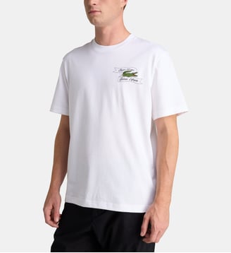 T-shirt droit signature 130 ans - Lacoste - Blanc