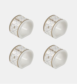 Coffret de 4 ronds de serviette - Easy Life - Blanc multicolore