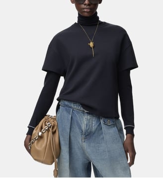 T-shirt ample signature asymétrique en coton - Loewe - Dark navy