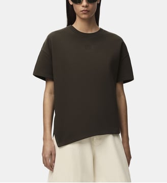 T-shirt ample signature asymétrique en coton - Loewe - Marron foncé