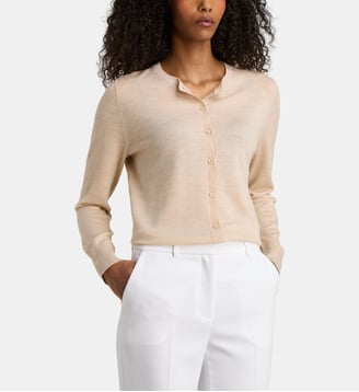 Gilet uni Lotti en laine mérinos - Jodhpur - Beige