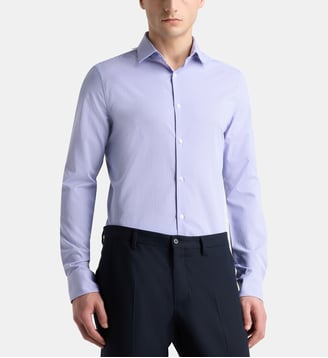 Chemise ajustée Mtak rayures bâtons recyclé stretch - Galeries Lafayette - Bleu clair