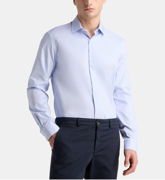 Chemise droite Hsrsol carreaux tissés coton bio - Galeries Lafayette - Bleu clair