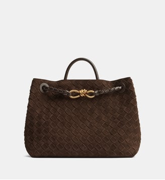 Sac à main Andiamo M en cuir tressé - Bottega Veneta - Marron foncé