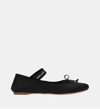 Ballerines en satin à bride élastique - Miu Miu - Noir