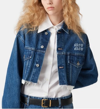 Blouson en denim court - Miu Miu - Bleu