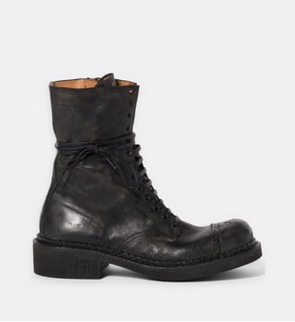 Bottines à lacets en cuir - Miu Miu - Noir