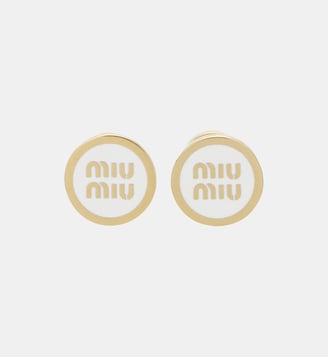 Boucles d'oreilles en métal émaillé - Miu Miu - Blanc