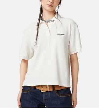 Polo en piqué de coton - Miu Miu - Blanc