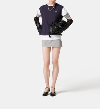 Lot de 3 t-shirts droit en coton signature - Miu Miu - Gris et noir