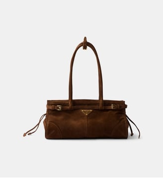 Sac à main en veau velours Bonnie - Prada - Marron foncé