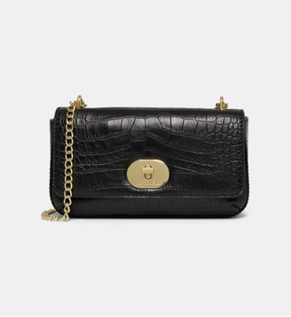 Sac à main Coline Romy turnlock cuir effet( croco - Mac Douglas - Noir