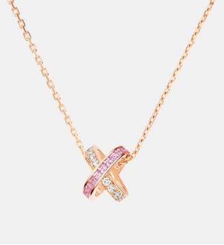 Pendentif en or rose saphirs roses et diamants - Chaumet - Or rose