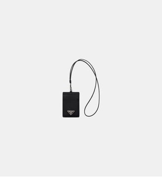 Porte-badge en cuir Saffiano - Prada - Noir